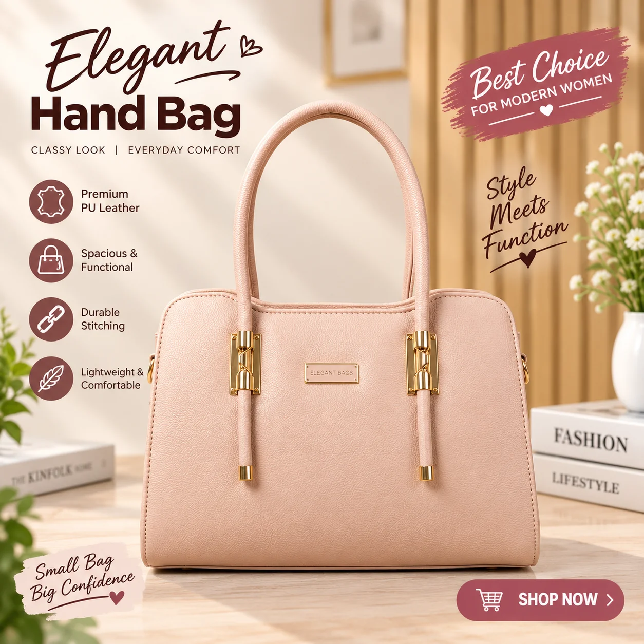 Ladies Bag Blush Pink Color