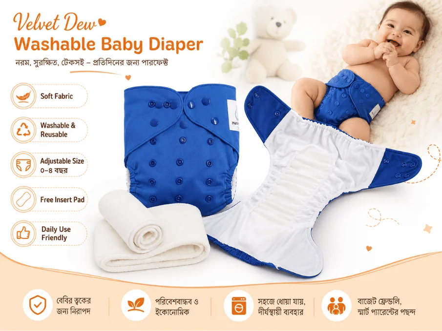 Washable Baby Diaper With Pad(5 Pieces) Washable Baby Diaper With Pad(5 Pieces)