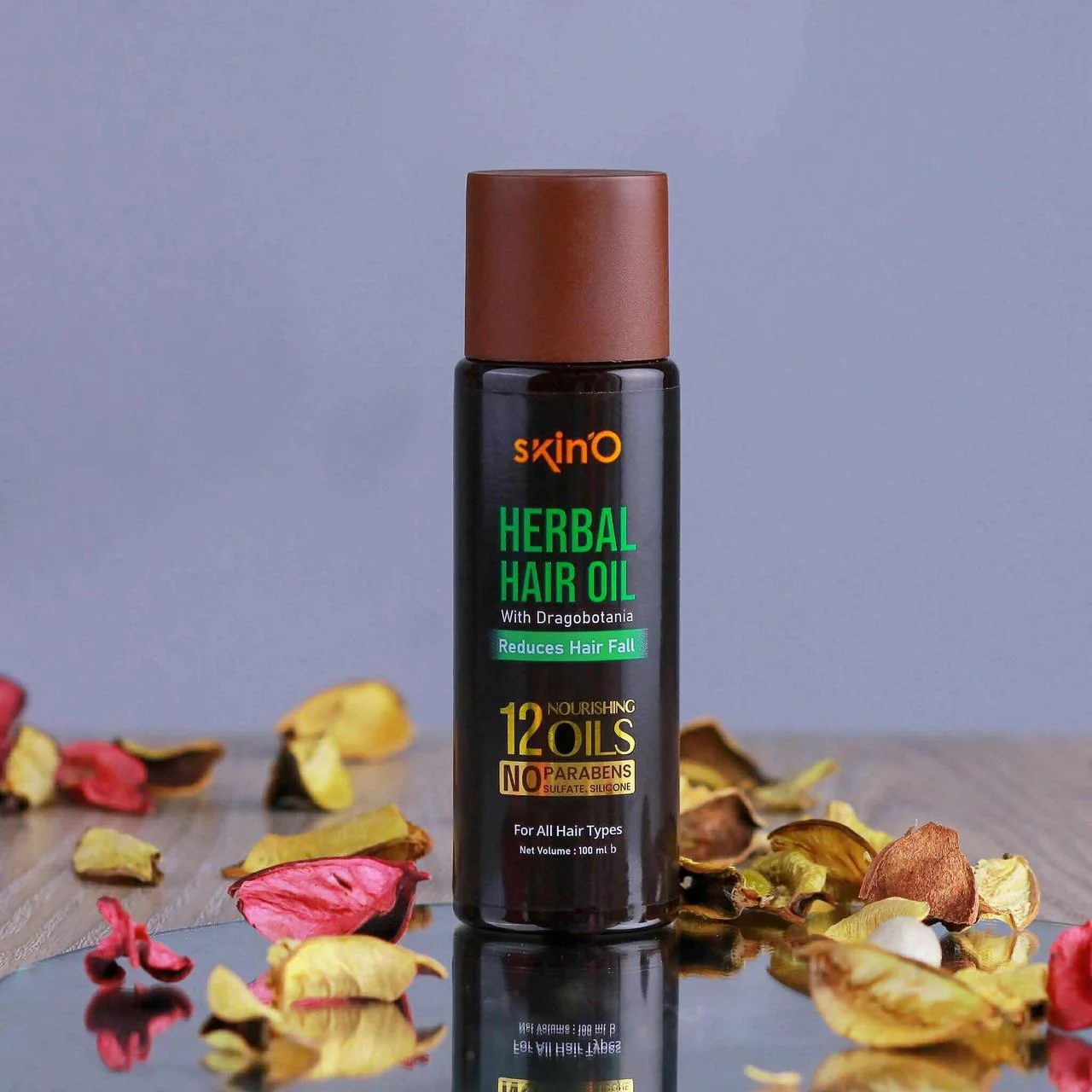 skinO Herbal Hair Oil With Dragobotania Reduces Hair fall 100ml