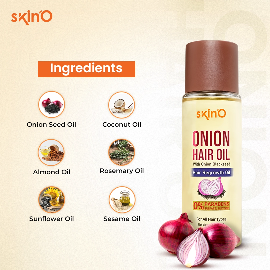skinO Onion Hair Oil With Onion Blackseed Hair Regrowth Oil 100ml