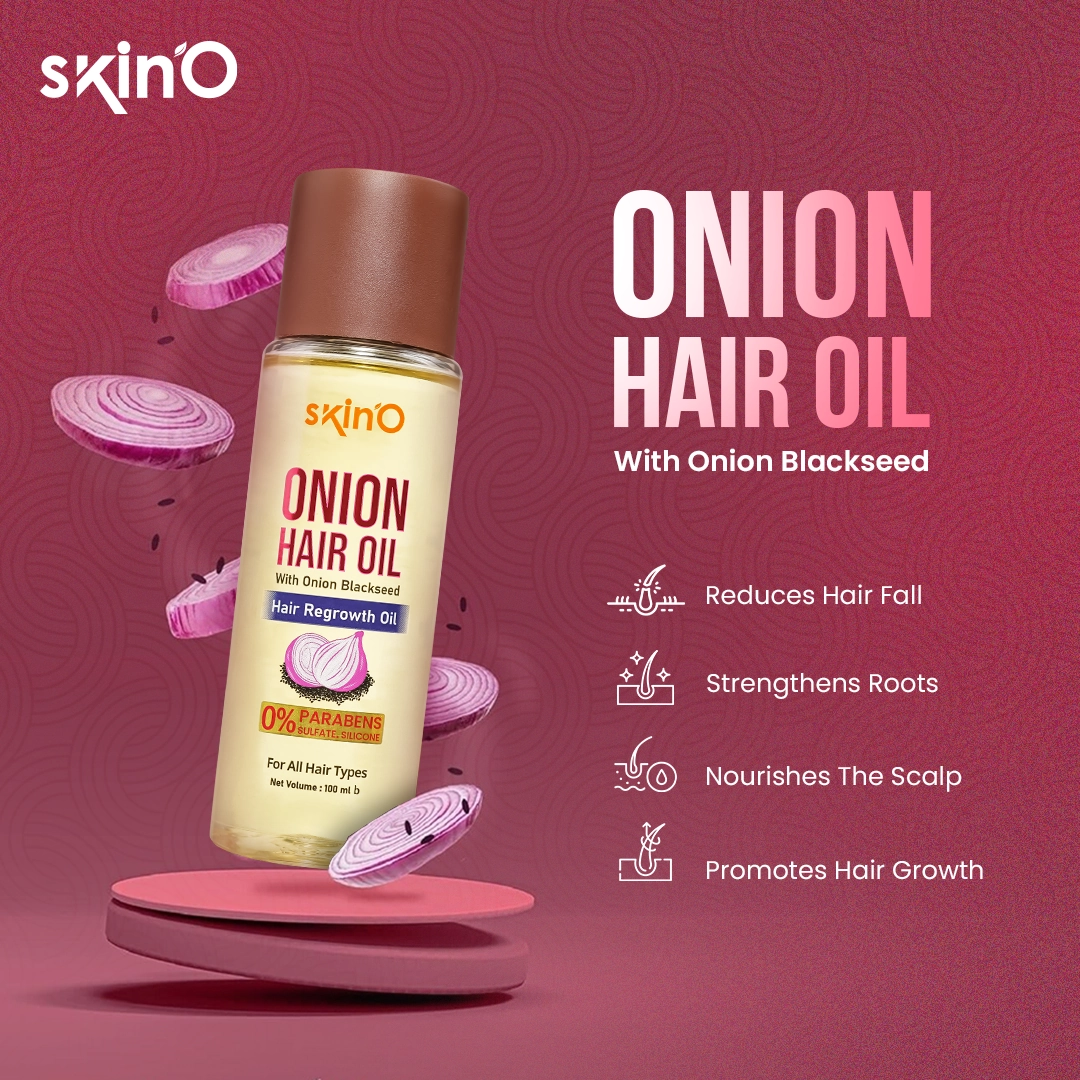 skinO Onion Hair Oil With Onion Blackseed Hair Regrowth Oil 100ml