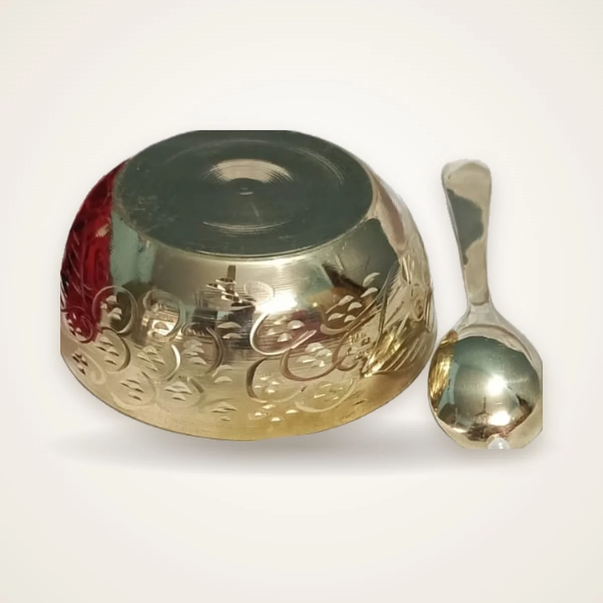 পিতলের ডিজাইন বাটি ও চামচ সেট