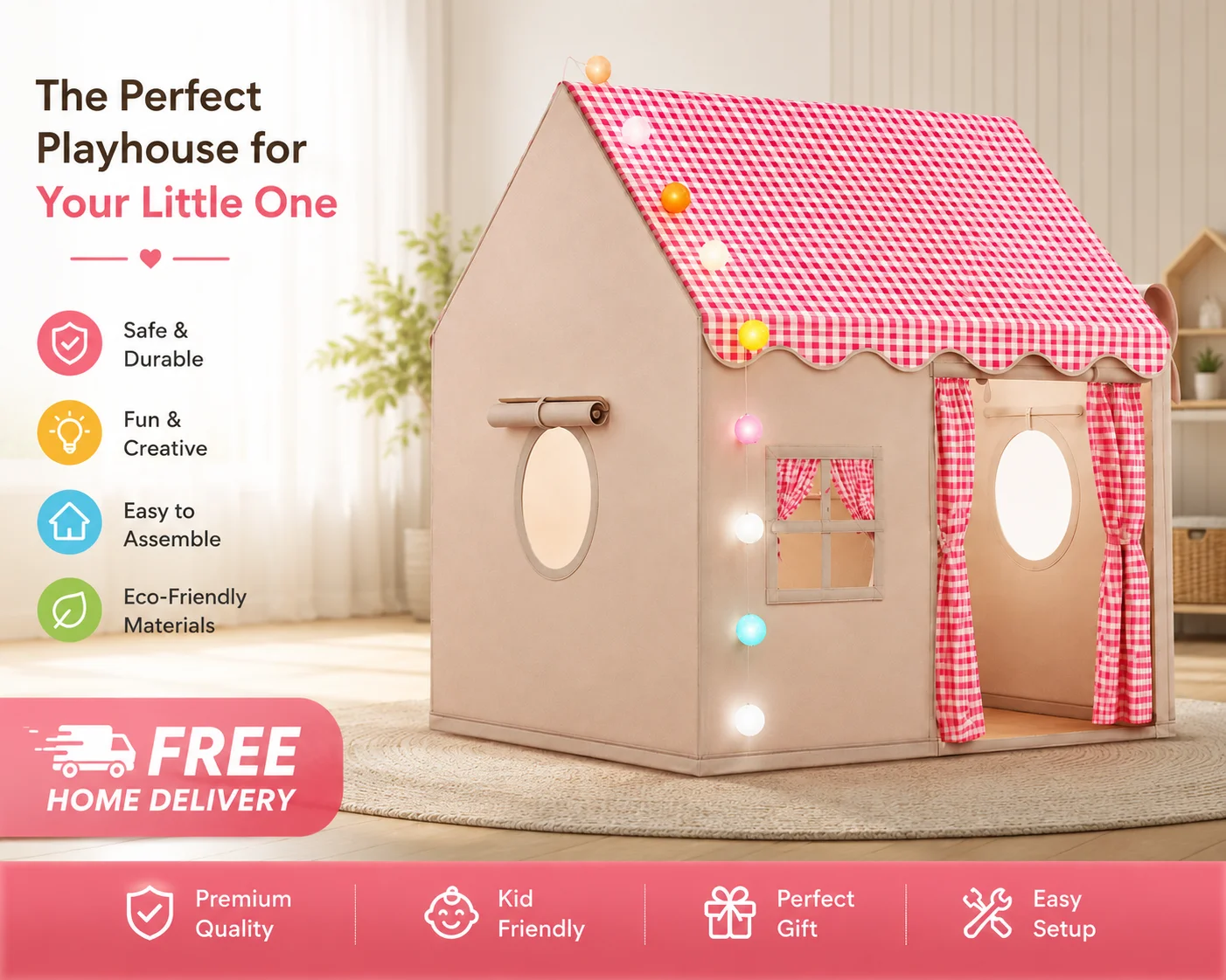 Kids Tent Pink Color - FREE HOME DELIVERY Kids Tent Pink Color - FREE HOME DELIVERY