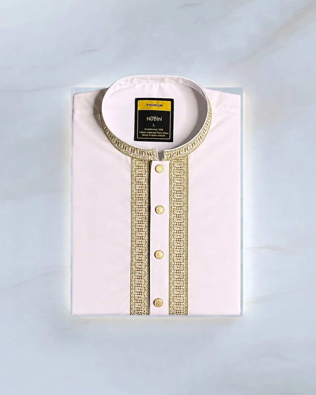 White Embroidery Panjabi - 36