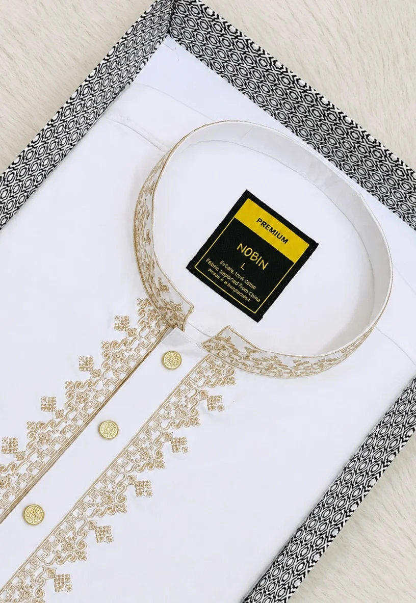 White Embroidered Panjabi - 02