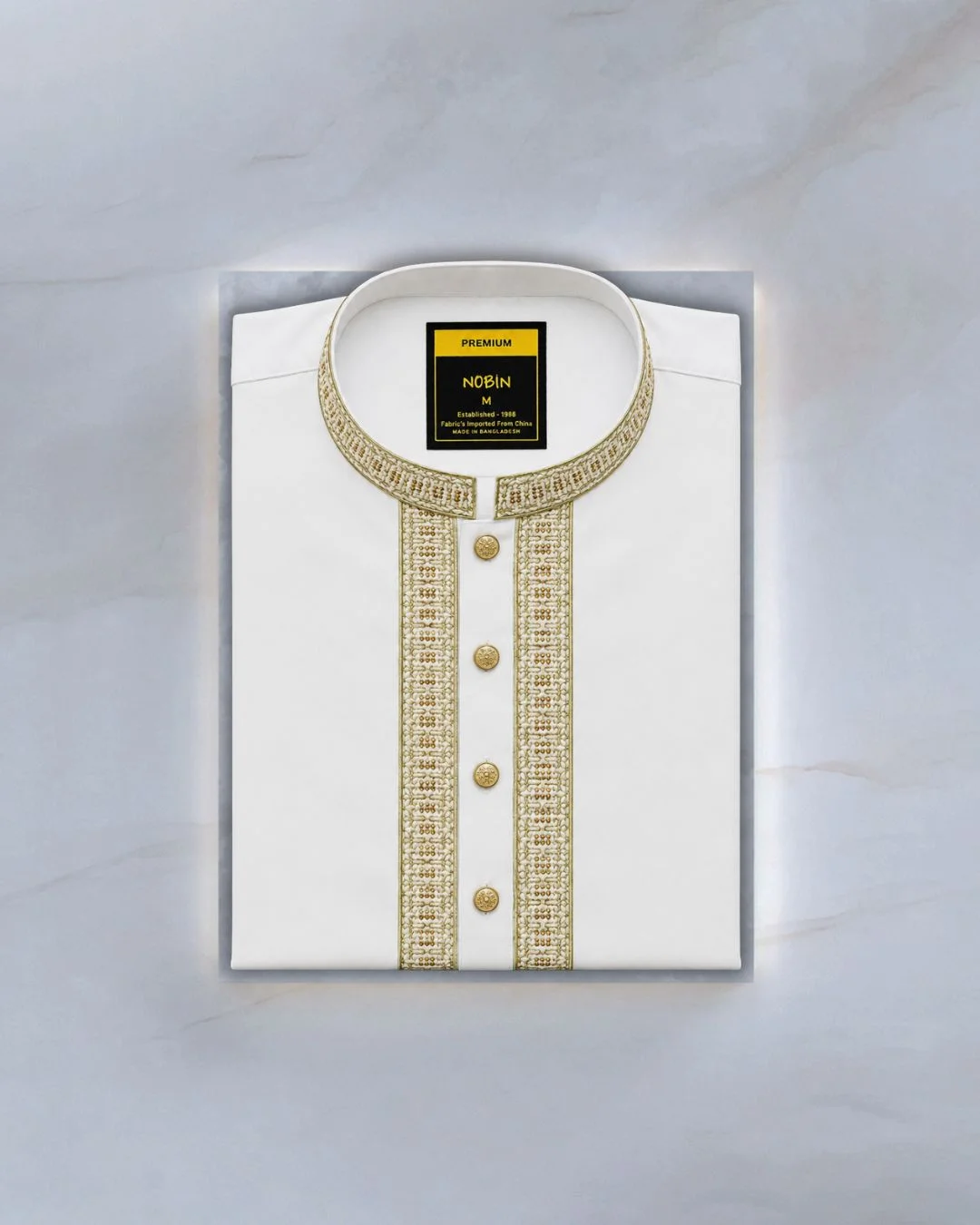 White Embroidery Panjabi - 28