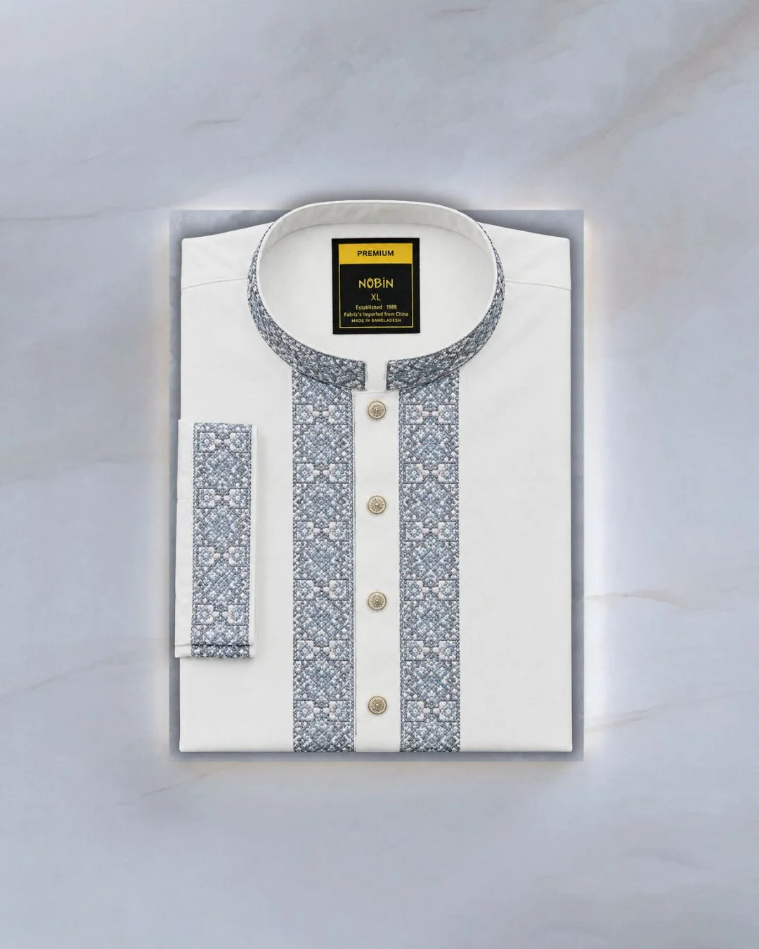 White Embroidery Panjabi - 25 White Embroidery Panjabi - 25