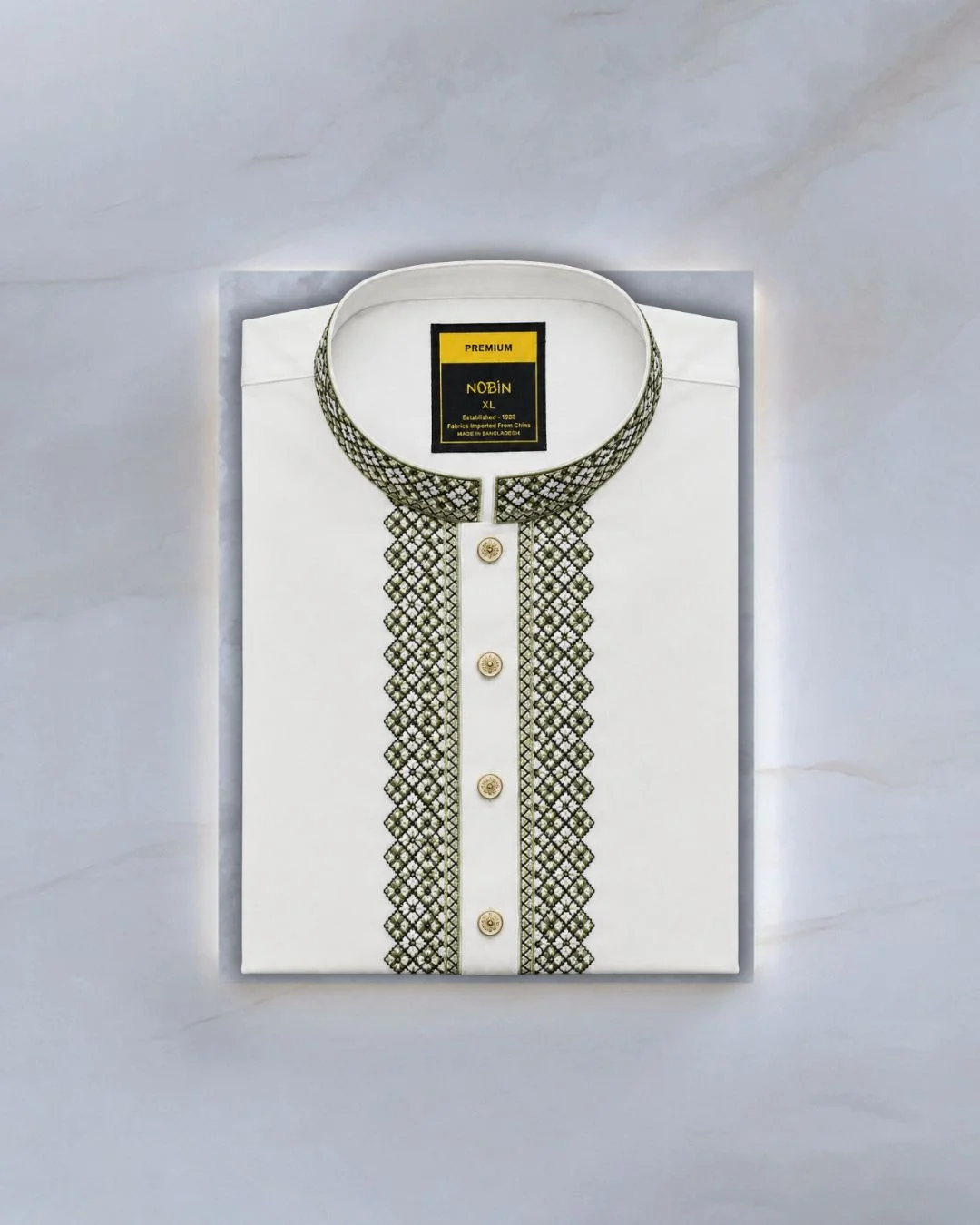 White Embroidery Panjabi - 33 White Embroidery Panjabi - 33
