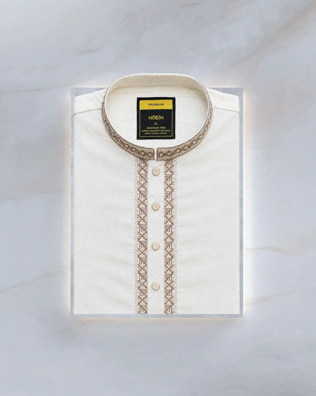 White Embroidery Panjabi - 34