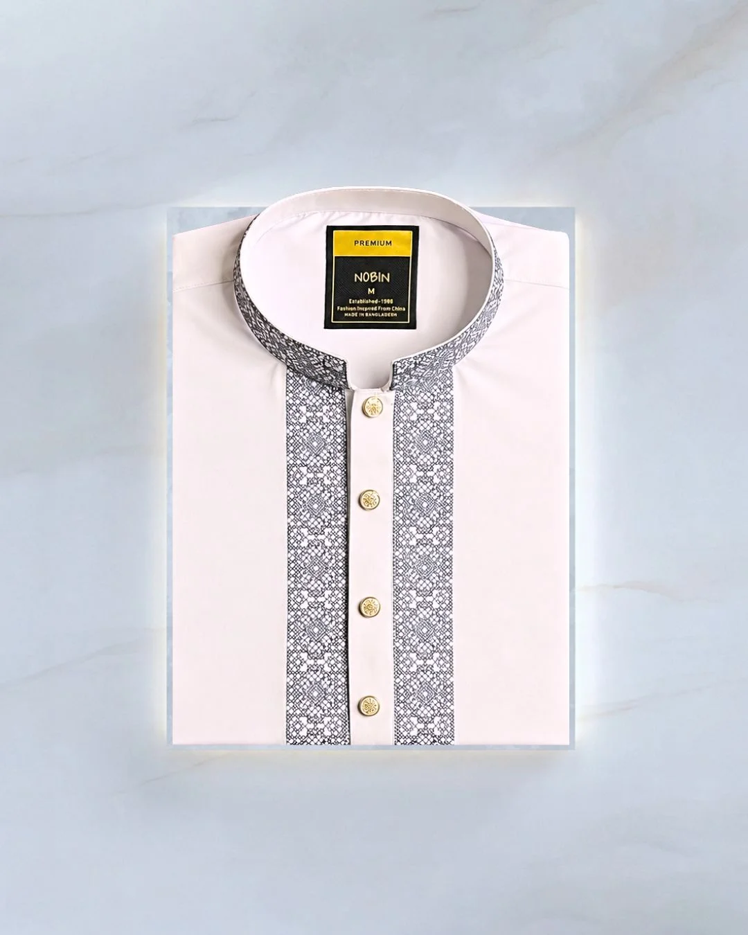 White Embroidery Panjabi - 37