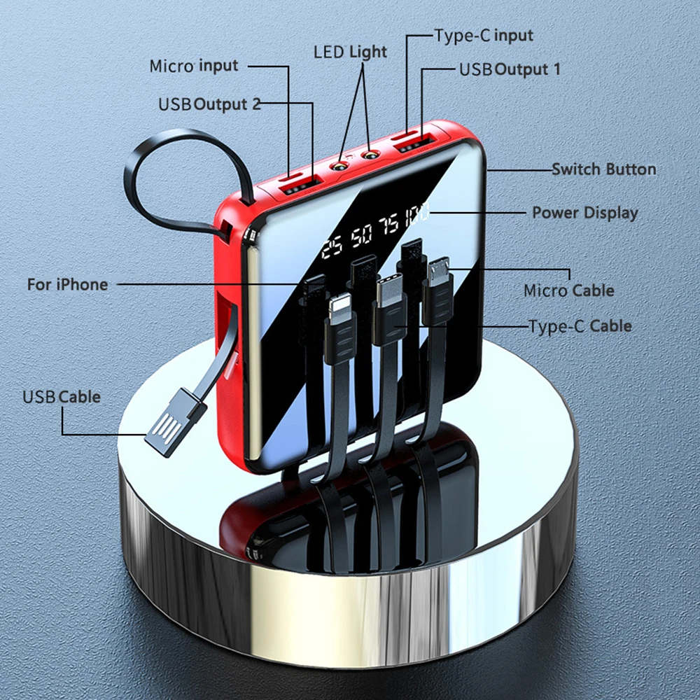 20000 MAH Powerbank with LED Display and All in One Cable set-000679 20000 MAH Powerbank with LED Display and All in One Cable set-000679