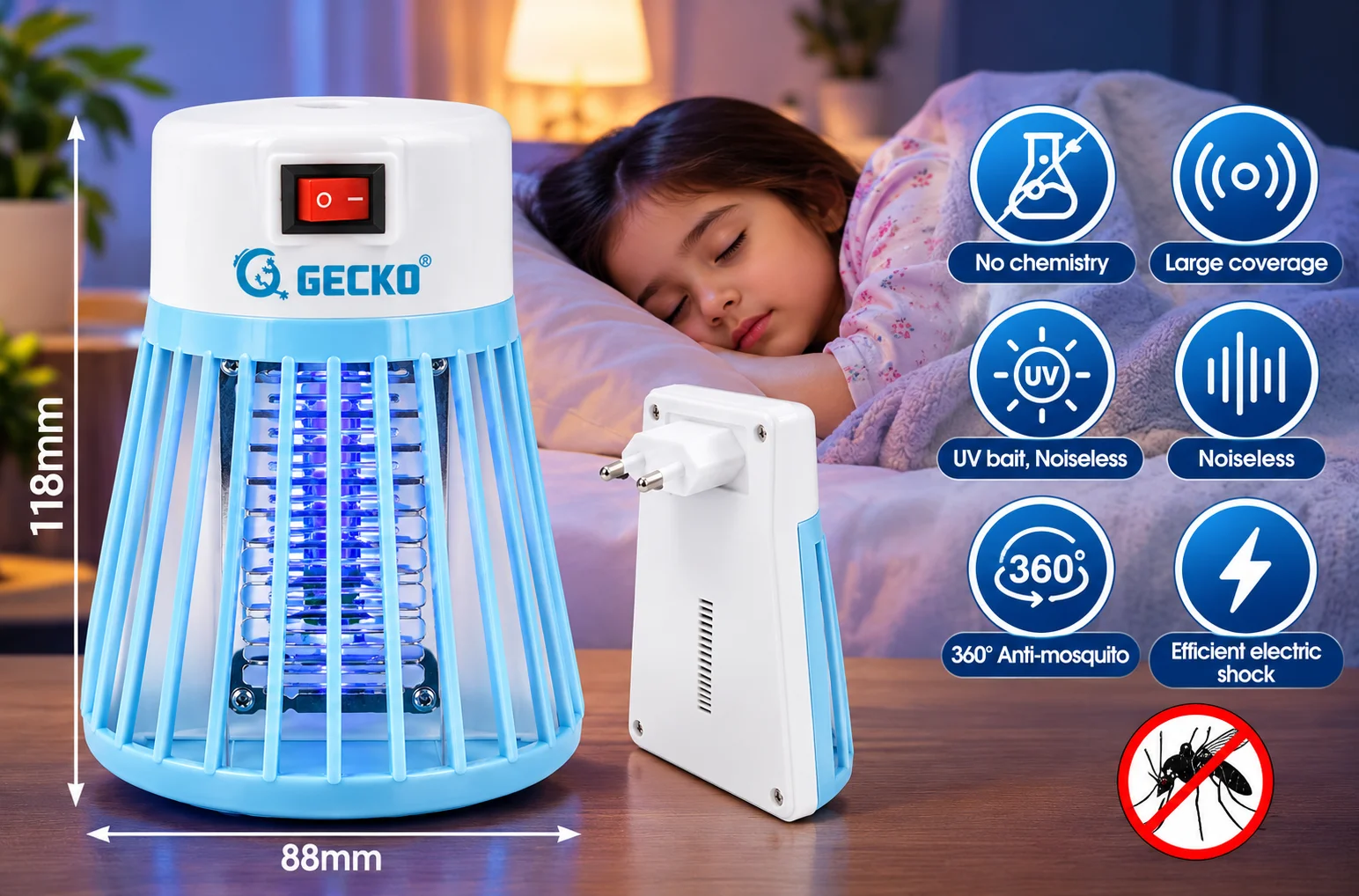 GECKO Electric Mosquito Killer Lamp – UV Mosquito Killer