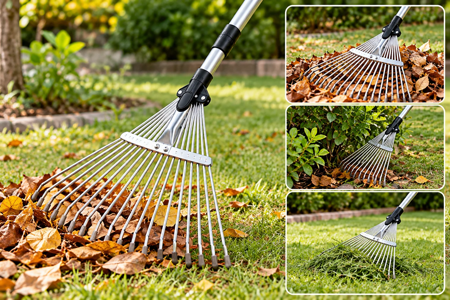 Adjustable Metal Leaf Rake – Garden Leaf Cleaner Adjustable Metal Leaf Rake – Garden Leaf Cleaner
