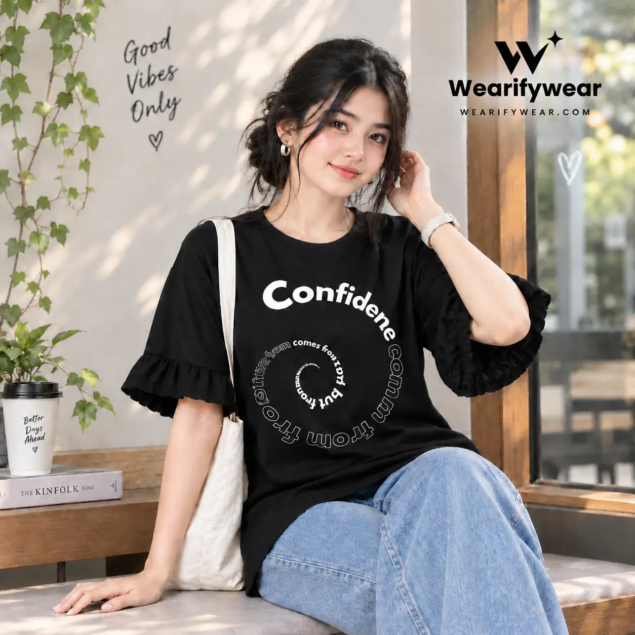 Women’s Premium Confidence Oversized Ruffle Sleeve Black – TREE