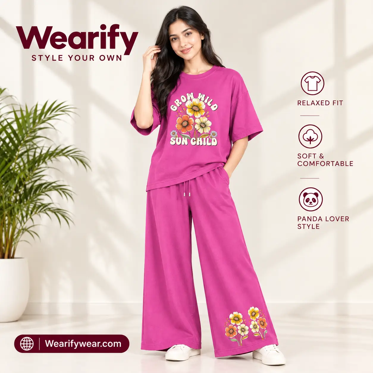 Women Premium Grow Mild Sun Child Co-Ord Set Golapi