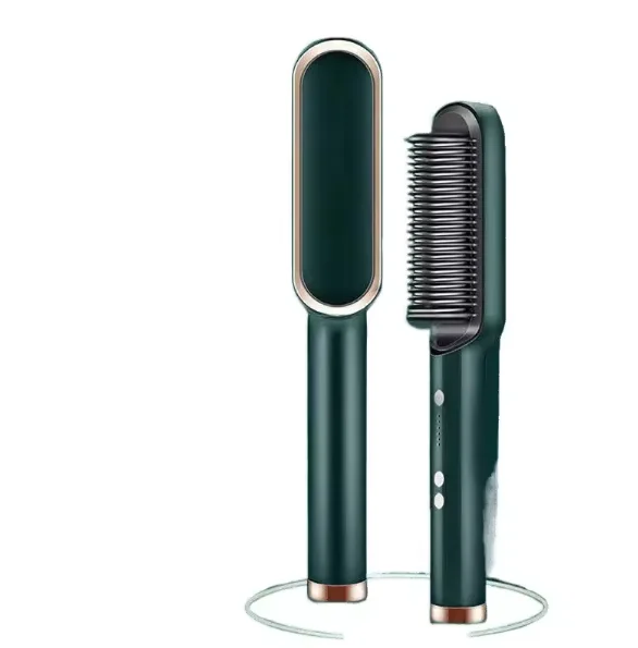 Dual-Use Forest Green Metal Ceramic Hair Straightener Curler with LED Display Negative Ion Volumizing Household Electric Heater Dual-Use Forest Green Metal Ceramic Hair Straightener Curler with LED Display Negative Ion Volumizing Household Electric Heater