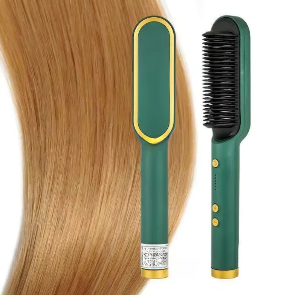 Dual-Use Forest Green Metal Ceramic Hair Straightener Curler with LED Display Negative Ion Volumizing Household Electric Heater Dual-Use Forest Green Metal Ceramic Hair Straightener Curler with LED Display Negative Ion Volumizing Household Electric Heater