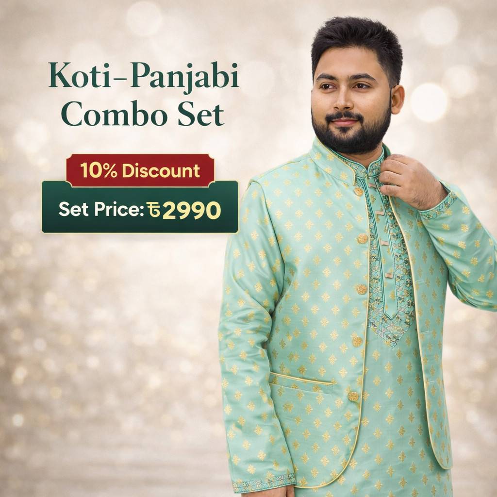 পেষ্ট কালার পাঞ্জাবী-কটি সেট | Paste Color Punjabi-Koti Set পেষ্ট কালার পাঞ্জাবী-কটি সেট | Paste Color Punjabi-Koti Set