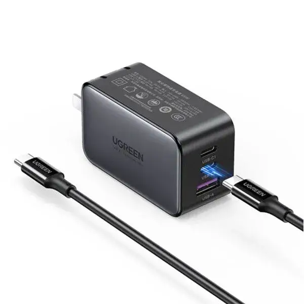 Ugreen CD244 Nexode 65W 3-Ports USB C Wall Charger with Type-C to Type-C Cable Ugreen CD244 Nexode 65W 3-Ports USB C Wall Charger with Type-C to Type-C Cable